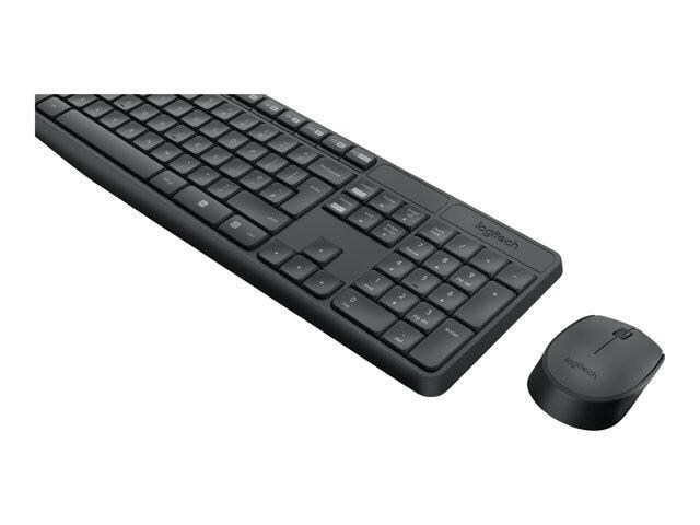 Logitech MK235 Wireless Keyboard and Mouse Pack, Trådløs, Mus inkluderet,  Batterier inkluderet, Sort, US International, 475 g | Elgiganten