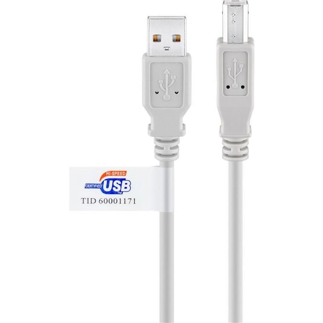 USB 2.0 Hi-Speed-kabel med USB-certifikat, Grå
