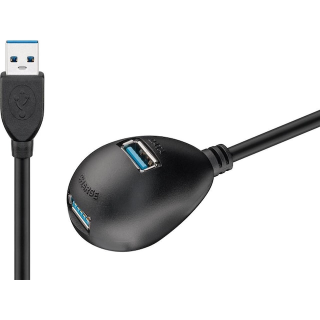 Goobay USB 3.0 Hi-Speed-forlængerkabel med fod, sort