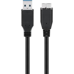 USB 3.0 SuperSpeed-kabel, sort