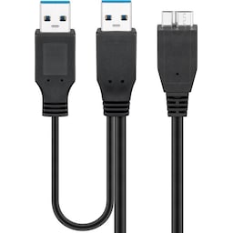 Goobay USB 3.0 Dual Power SuperSpeed-kabel, sort