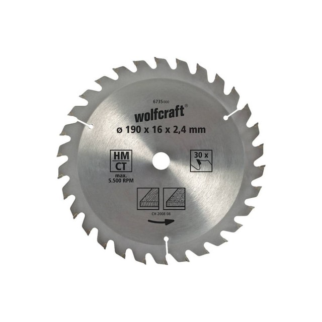 Wolfcraft 6735000 Blad til rundsav i hårdtmetal 190 x