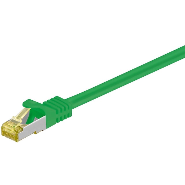RJ45 netværkskabel S/FTP (PiMF), 500 MHz, med CAT 7 råkabel, grøn, 30 m