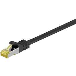 RJ45 patchkabel S/FTP (PiMF), 500 MHz, med CAT 7 råkabel, svart, 30 m