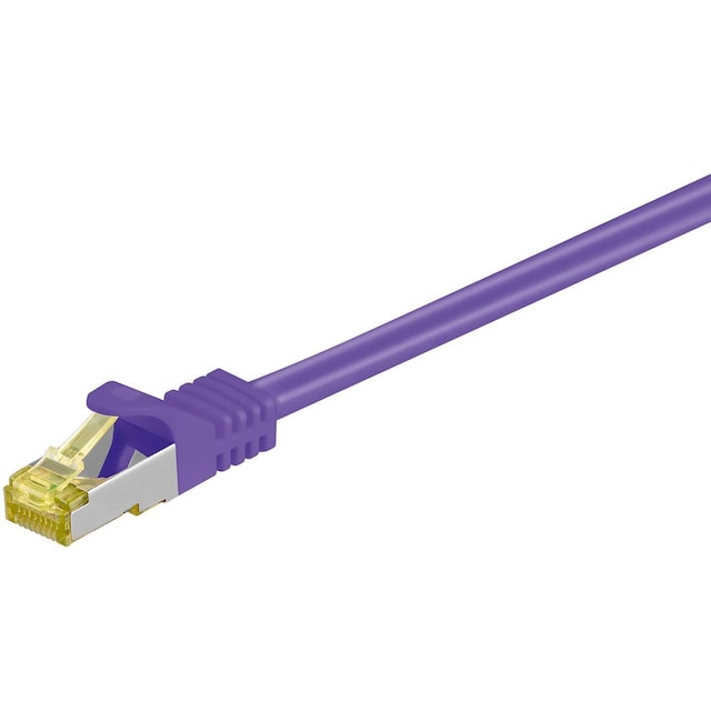 Goobay RJ45 netværkskabel S/FTP (PiMF), 500 MHz, med CAT 7 råkabel, violet, 1,5 m