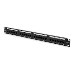 Digitus Patch Panel DN-91624U Sort, 48,2 x 4,4 x 10,9 cm, Kategori: CAT 6  Porte: 24 x RJ45  Retentionsstyrke: 7,7 kg  Indføringskraft: 30N max