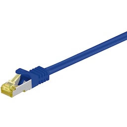 RJ45 patchkabel S/FTP (PiMF), 500 MHz, med CAT 7 råkabel, Blå, 15 m