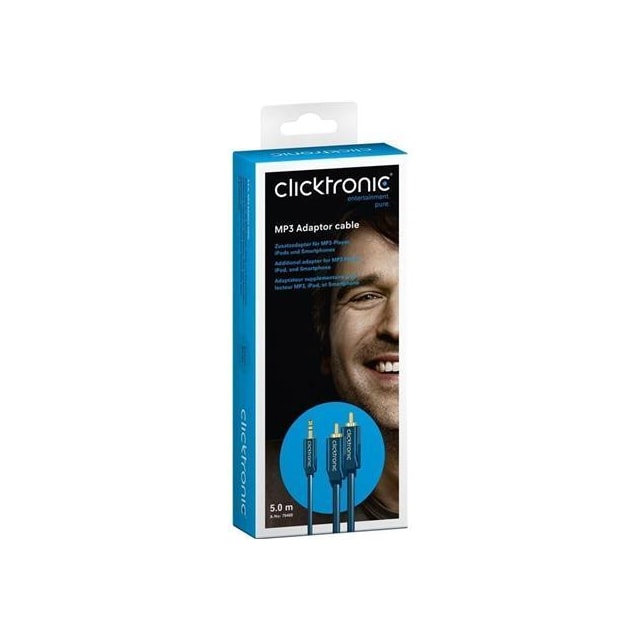 Clicktronic MP3-adapterkabel 70468 3,5 mm han (3-benet, stereo), 2 RCA han (lyd venstre/højre), 3 m