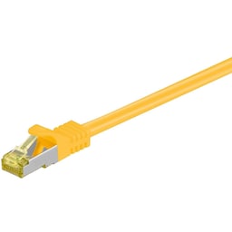 RJ45 netværkskabel S/FTP (PiMF), 500 MHz, med CAT 7 råkabel, gul, 0,5 m