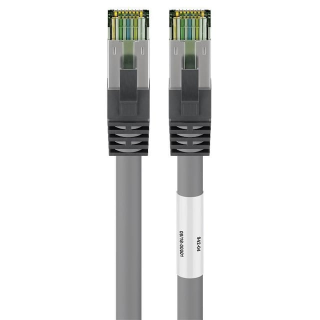 Goobay RJ45 (CAT 6A, 500 MHz) patchkabel med CAT 8.1 S/FTP råkabel, grå