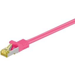 RJ45 netværkskabel S/FTP (PiMF), 500 MHz, med CAT 7 råkabel, Magenta, 30 m