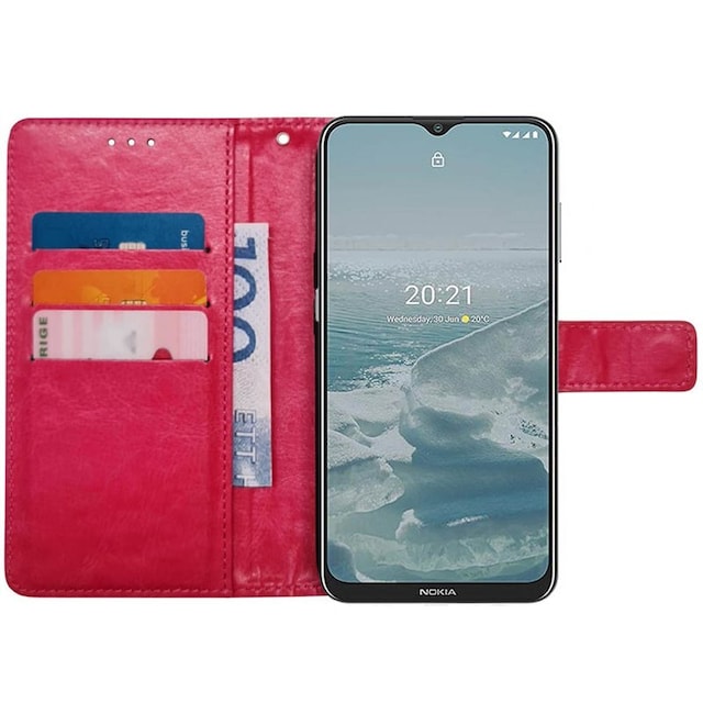 Wallet cover 3-kort Nokia G20 - Lyserød