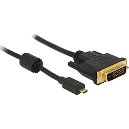 Delock HDMI / DVI Adapterkabel 1.00 m 83585 med ferritkerne, skruebar, forgyldte stik Sort [1x HDMI-st