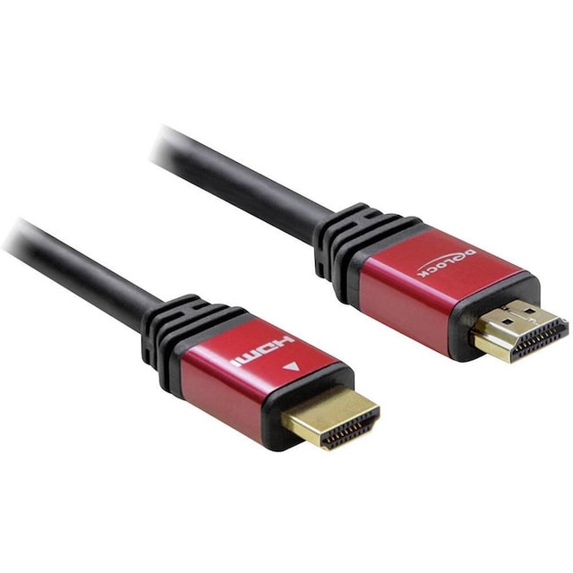 Delock HDMI Tilslutningskabel 3.00 m 57903 forgyldte stik, med ferritkerne Rød/sort [1x HDMI-stik - 1x HDMI-sti
