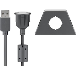 Goobay USB 2.0 Hi-Speed-forlængerkabel med monteringsholder, sort