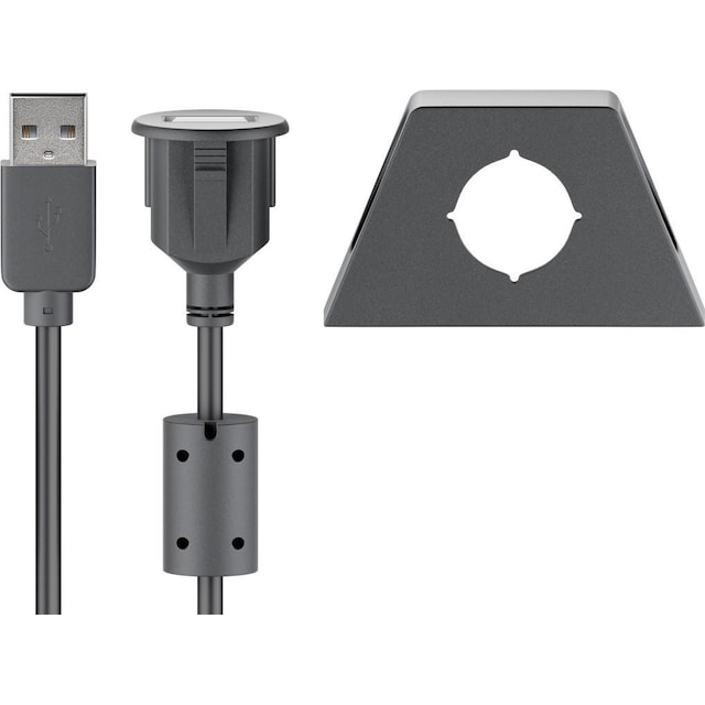 Goobay USB 2.0 Hi-Speed-forlængerkabel med monteringsholder, sort