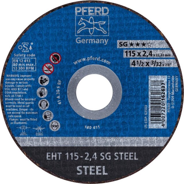 PFERD SG STEEL 61340222 Skæreskive lige 115 mm 22.23 mm