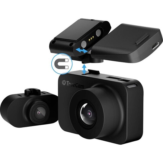 TrueCam M7 Dashcam med GPS Datavisning i video, Dual-Kamera, G-sensor, WDR,  Sløjf | Elgiganten