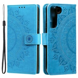 SKALO Samsung S22 Mandala Flip Cover - Blå