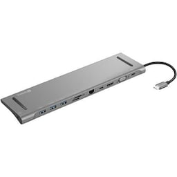 USB-C 10-i-1 dockingstation, alu