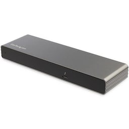 StarTech.com TB3DK2DHVUE, Ledningsført, Thunderbolt 3, 85 W, 10,100,1000 Mbit/s, IEEE 802.3,IEEE 802.3ab,IEEE 802.3u, Grå