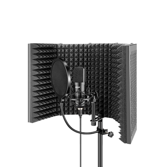 Mikrofon skærm med 2 lag 5-væg akustisk filter foldbar skærm 59x28x4cm  akustisk lydpotte mikrofoner refleksioner filter | Elgiganten