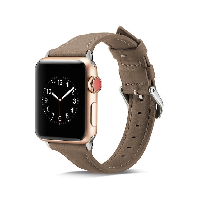 SKALO Smalt læderarmbånd Apple Watch 42/44/45/49mm - Grå