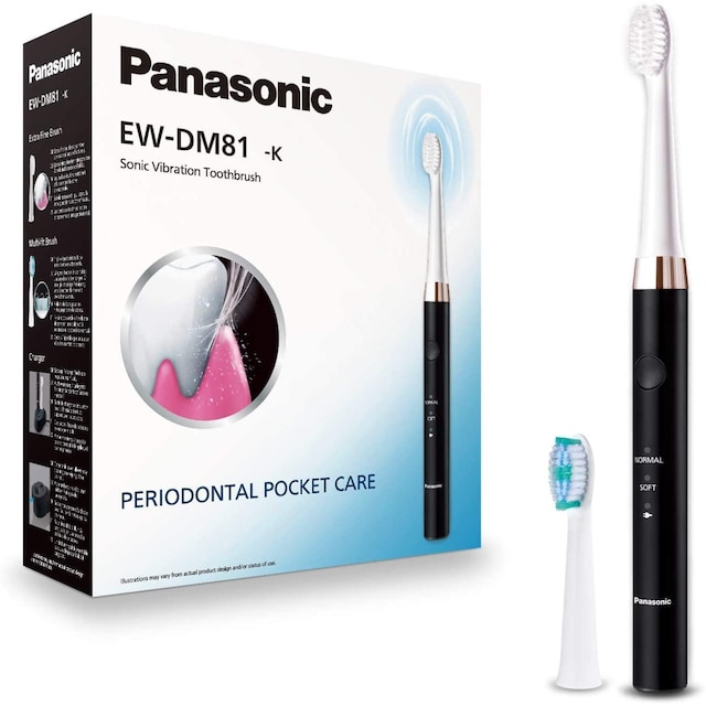 Panasonic elektrisk tandbørste EW-DM81-K503 Genopladelig, For voksne, Antal børstehoveder inkluderet 2, Antal tænder til børstning 2, Sonic-teknologi, Hvid/Sort