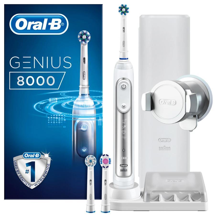 Oral-B Elektrisk tandbørste Genius 8000 Genopladelig, Til voksne, Antal  børstehoveder inkluderet 3, Sølv | Elgiganten
