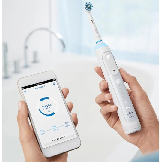 Oral-B Elektrisk tandbørste Genius 8000 Genopladelig, Til voksne, Antal  børstehoveder inkluderet 3, Sølv | Elgiganten