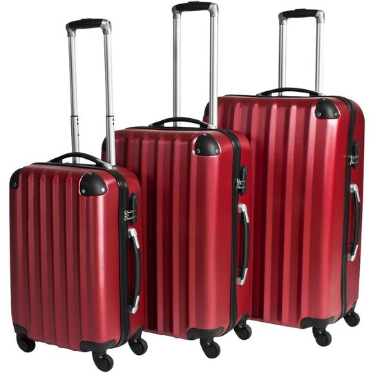 Rejsekuffertsæt hardcase - rød | Elgiganten