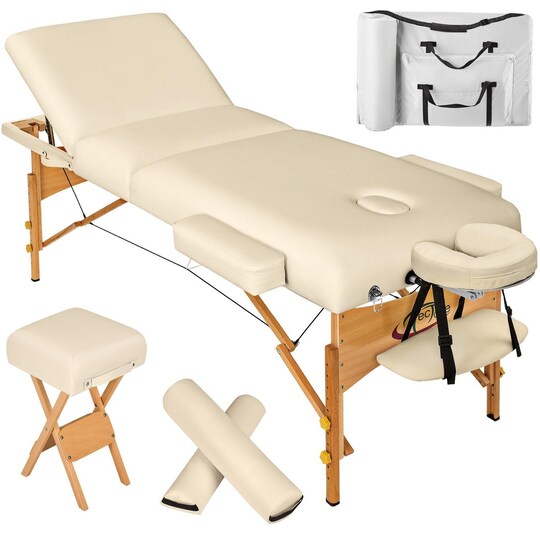 Massagebriks med 3 zoner 10cm polstring + ruller + skammel + taske - beige  | Elgiganten