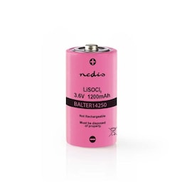 Nedis Lithiumthionylchloridbatteri ER14250 | 3.6 V DC | Lithiumthionylchlorid | 1200 mAh | 1-Blister | ER14250 | Pink