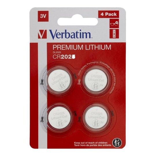 Verbatim LITHIUM BATTERY CR2025 3V 4 PACK | Elgiganten