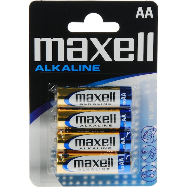 Maxell batterier, AA (LR06), Alkaline, 1,5V, 4-pak