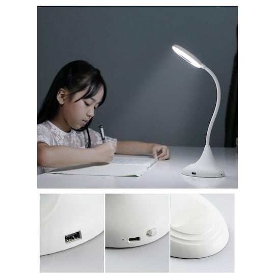 Fleksibel LED bordlampe med mobilt stativ og lysdæmper | Elgiganten