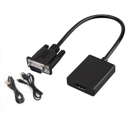 VGA til HDMI -kompatibel adapter med lydkabel | Elgiganten