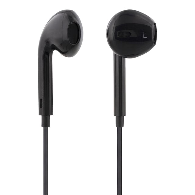 Semi-in-ear headset, medie/svar knap, 3,5 mm, sort