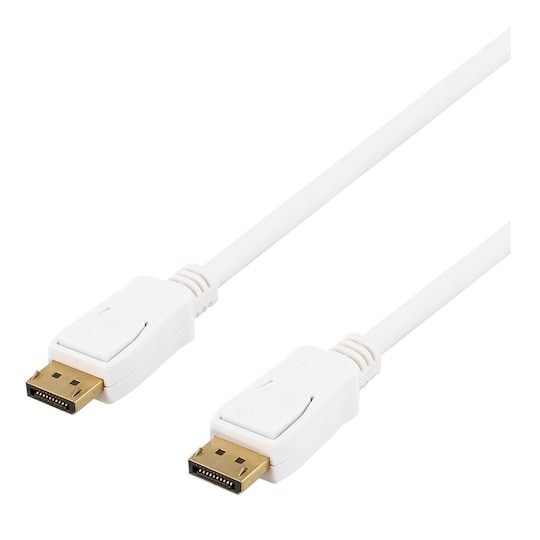 DELTACO DisplayPort -kabel, 0,5 m, 4K UHD, DP 1,2, hvid | Elgiganten