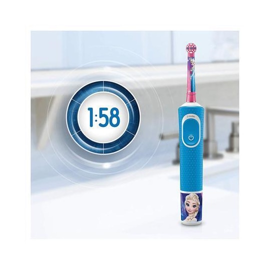 Oral-B Tandbørste Disney Frozen Vitality Genopladelig, For børn, Antal  børstehoveder inkluderet 1, Antal tænder børstningstilstande 2, Blå |  Elgiganten