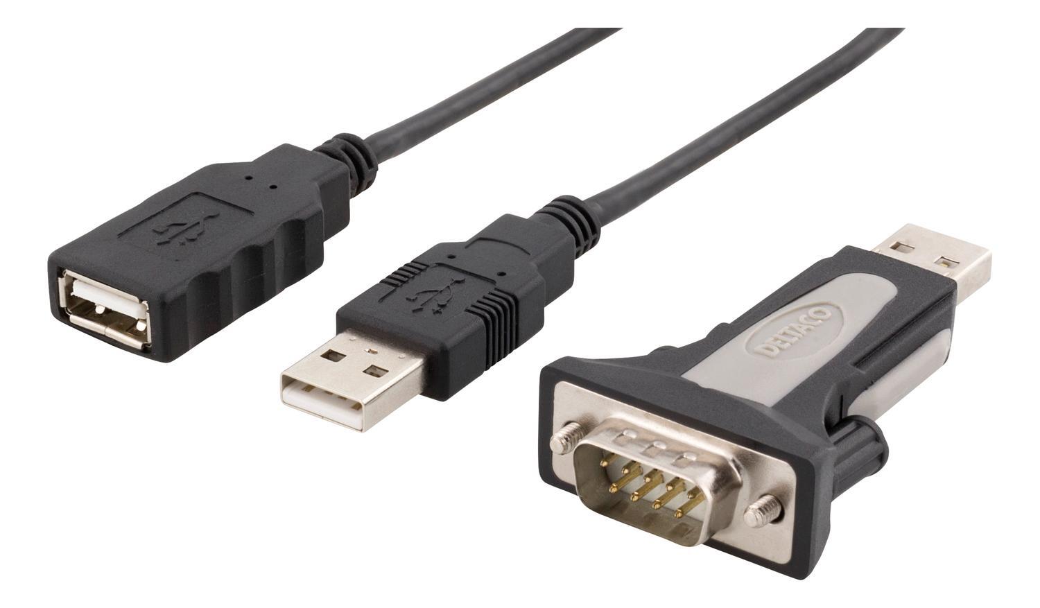 DELTACO USB til seriel adapter RS-232 DB9ha, kabel + adapter | Elgiganten