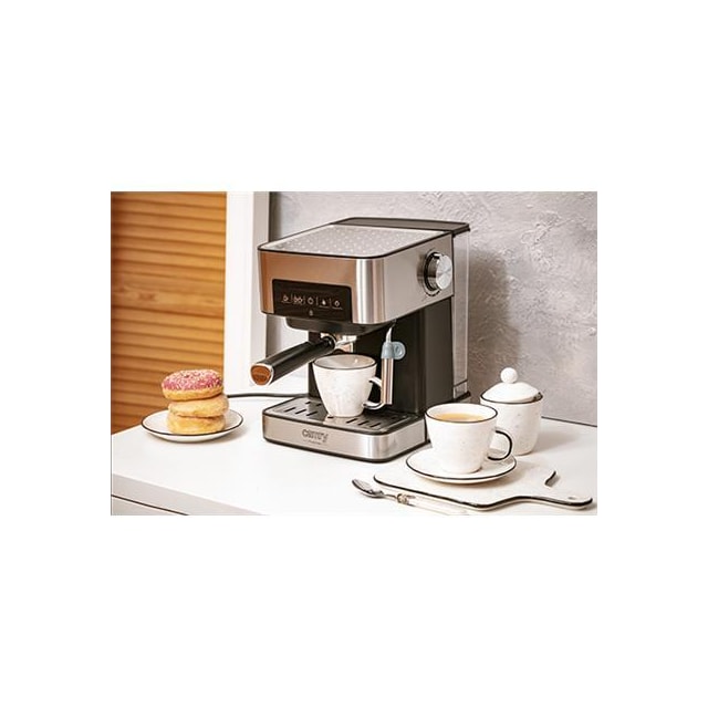 Camry Espresso og Cappuccino Kaffemaskine CR 4410 Pumpetryk 15 bar, Indbygget mælkeskummer, Dryp, 850 W, Sort/Rustfrit stål