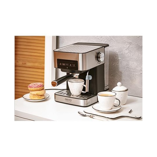 Camry Espresso og Cappuccino Kaffemaskine CR 4410 Pumpetryk 15 bar,  Indbygget mælkeskummer, Dryp, 850 W, Sort/Rustfrit stål | Elgiganten