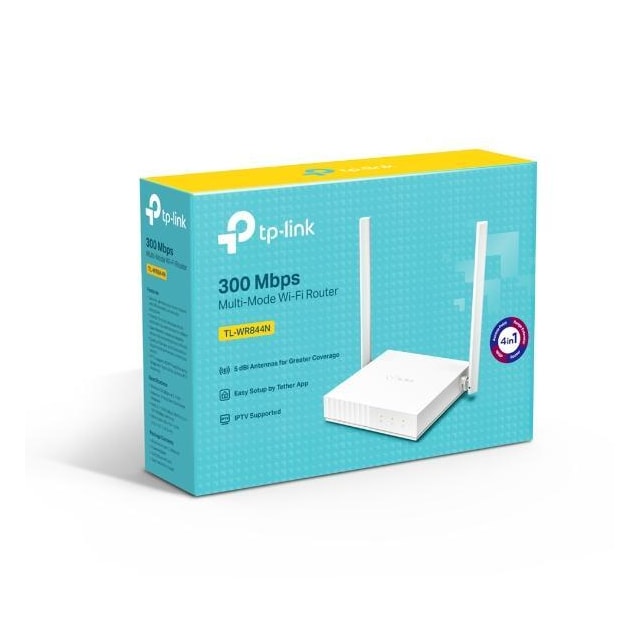 TP-LINK Router TL-WR844N 802.11n, 300 Mbit/s, 10/100 Mbit/s, Ethernet LAN (RJ-45) porte 4, MU-MiMO Ja, Antennetype Ekstern