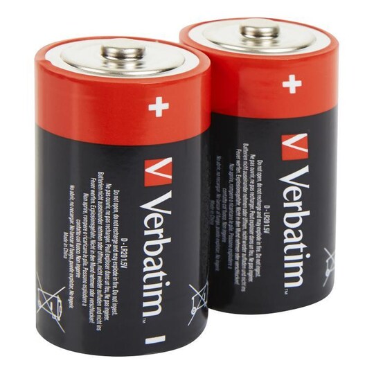 Verbatim batterier, D (LR20), 2-pack Alkaline, 1,5 V | Elgiganten