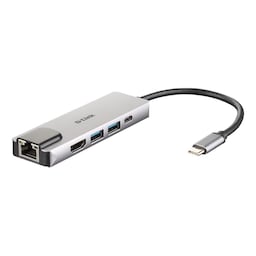 5-i-1 USB-C Hub med HDMI / Ethernet og strømforsyning