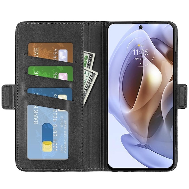 SKALO Moto G31 / G41 Premium Wallet Flip Cover - Sort