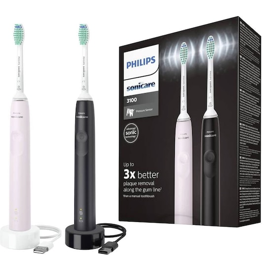 sikring London Udvidelse Philips Sonicare HX3675/15 Elektrisk tandbørste 2 stk | Elgiganten