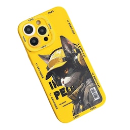 TPU telefon cover Cover til iPhone 15 Pro Cover Cat - Gul