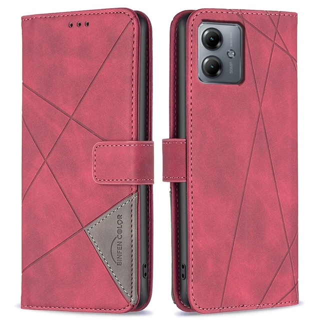 Motorola Moto G14 BINFEN COLOR Præget Flip Cover - Rød